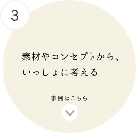 3 素材やコンセプトから、いっしょに考える 事例はこちら